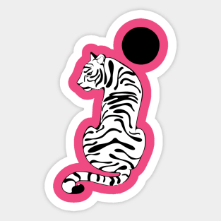 White tiger moon Sticker